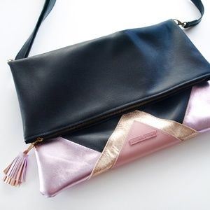HANDMADE Vegan Metallic Leather Fold Over Bag